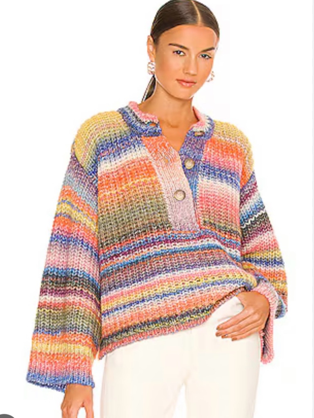 Something Navy Multicolor Striped V-Neck Knit Pullover